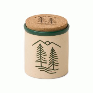 Керамична свещ Cypress and Fir - Тъмно зелена дюна с рисунка на дърво